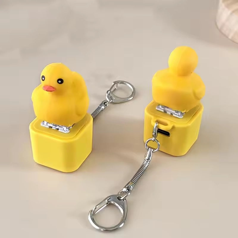 Duckling Quack Fidgets Toy Duck Keyboard Keycap Regulator Rattle Button Sound Keychain Decorative Ornament