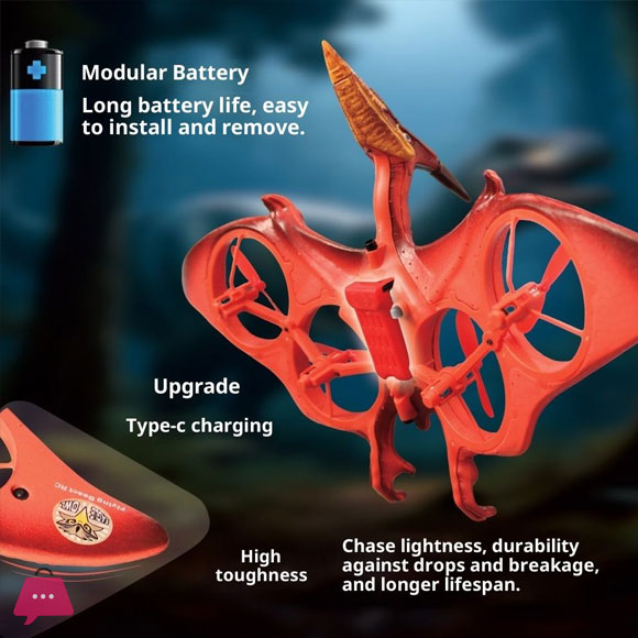 Dragon Remote Control Airplane, 2.4G EPP Foam Pterodacty with 6-Axis Gyro, Red, Stunt Roll and 360 Flip