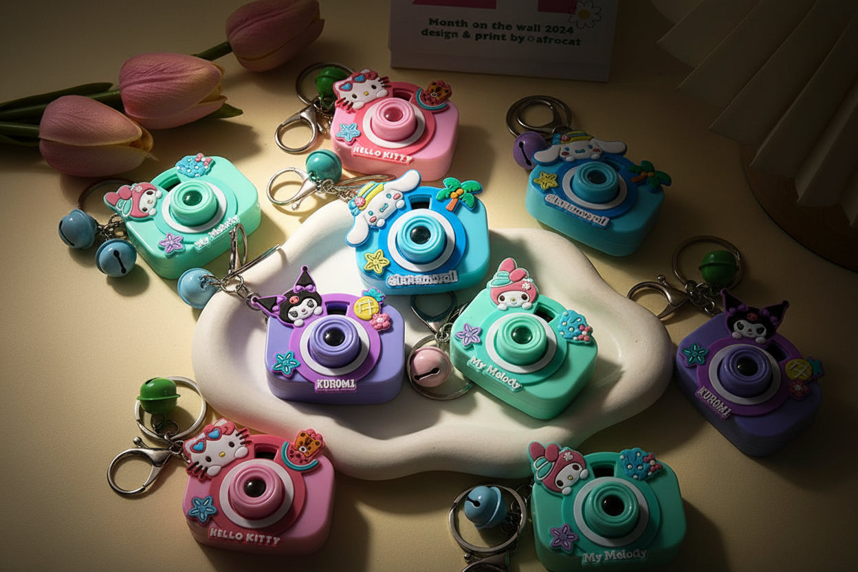 Kuromi Hello Kitty Melody Camera Keychain