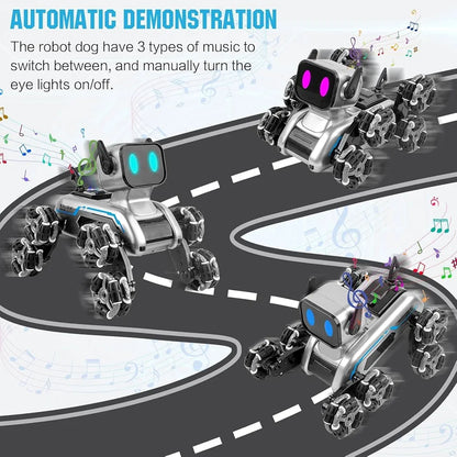 RC Stunt Robot Dog Rechargeable Multifunctional 2.4GHz 8WD Gesture Sensing Support 360° Rotation