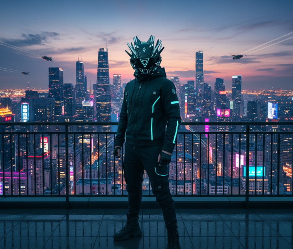 Cyberpunk Predator Helmet Halloween Cosplay LED Mask