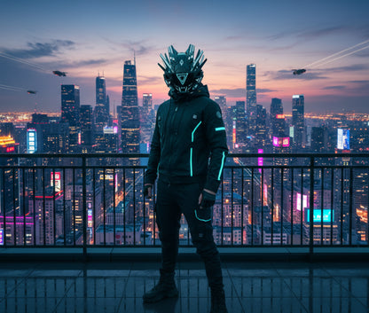 Cyberpunk Predator Helmet Halloween Cosplay LED Mask