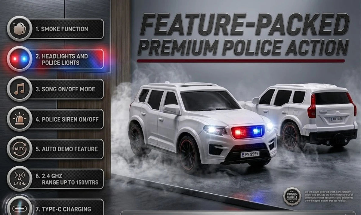 VIP Scorpion Spray RC SUV 1:18 Scale, 7 Function Remote Control with Smoke, Rechargeable Remote Control Car with LED Lights Music, USB Charging, 2.4GHz Controller, Toy Car for Kids