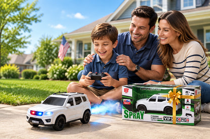VIP Scorpion Spray RC SUV 1:18 Scale, 7 Function Remote Control with Smoke, Rechargeable Remote Control Car with LED Lights Music, USB Charging, 2.4GHz Controller, Toy Car for Kids