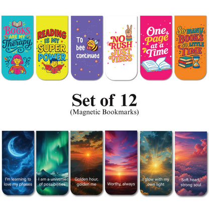 Book Lovers & Sky Affirmations Magnetic Bookmarks (Set of 12)