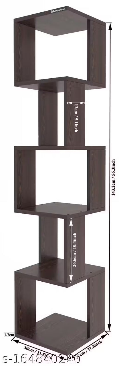 Wood Free Standing Corner Decorative Book Rack Shelf Wenge