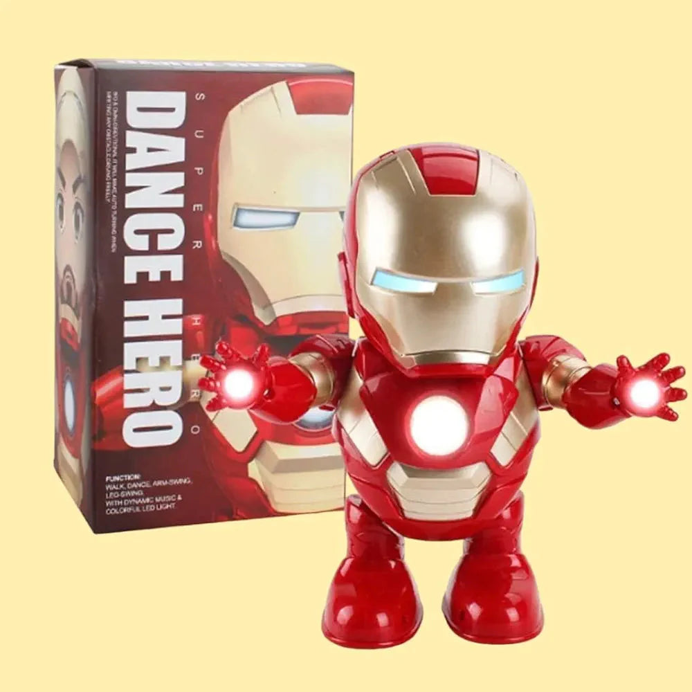 Dancing Iron Man Action Figure Toy with Lights & Sounds for Kids