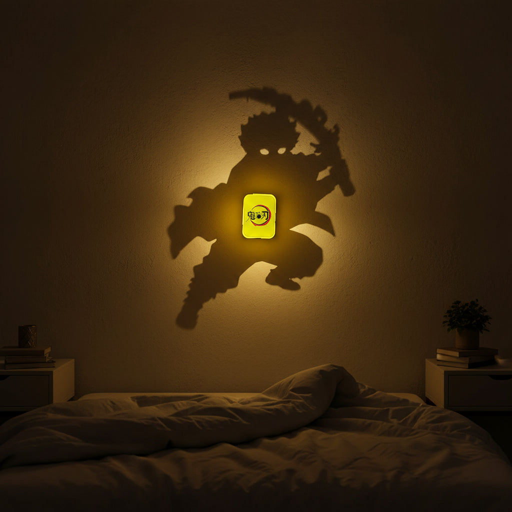 Tanjiro Shadow Wall Lamp One Piece Anime 3D LED Illusion Night Light, USB Powered,Touch Control