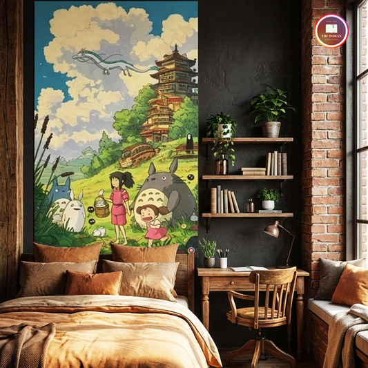 Totoro Anime Tapestry for Home Decor Bedroom Living Room (Multicolor)