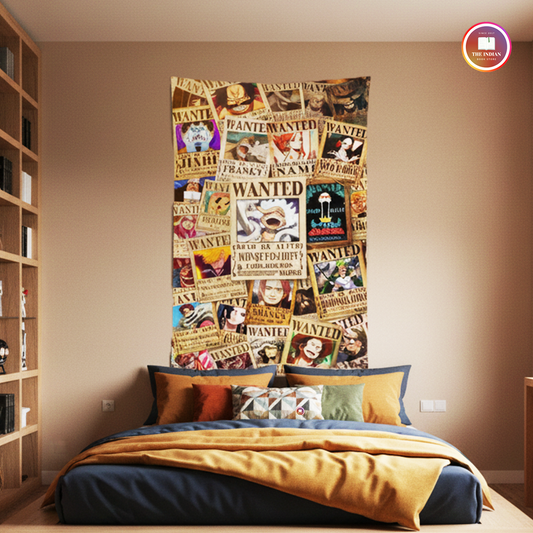 One Piece Anime Wanted Pirates Tapestry for Home Bedroom Living Room (Multicolor)