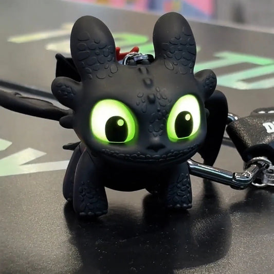 Mini Dragon Lighting Keychain with Moving Wings Black Color (Night Fury)