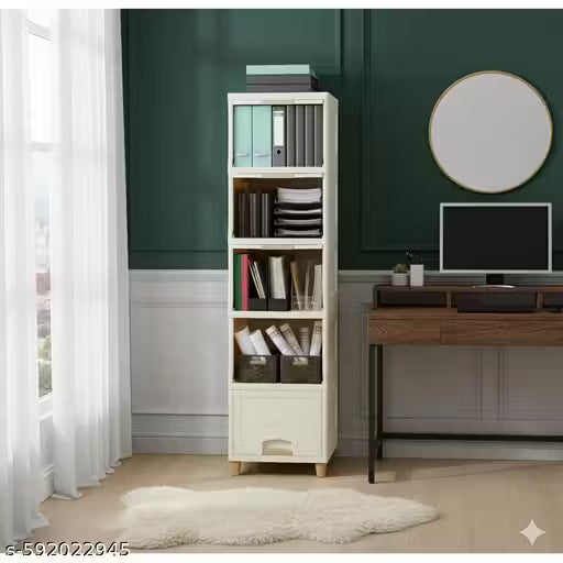 Book Shelf for Home Library,5 Tier White Book Shelves