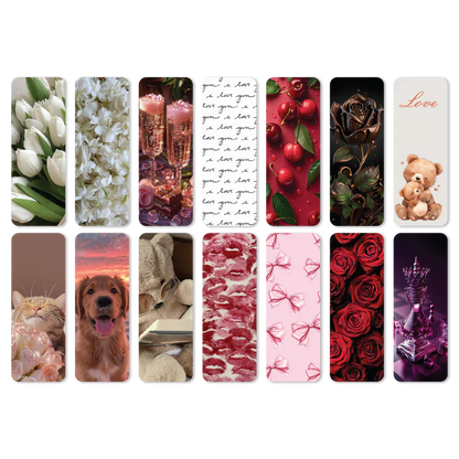 Romantic Valentine Designs Bookmarks Collection for Book Lovers - Set of 14 Paperback Bookmarks