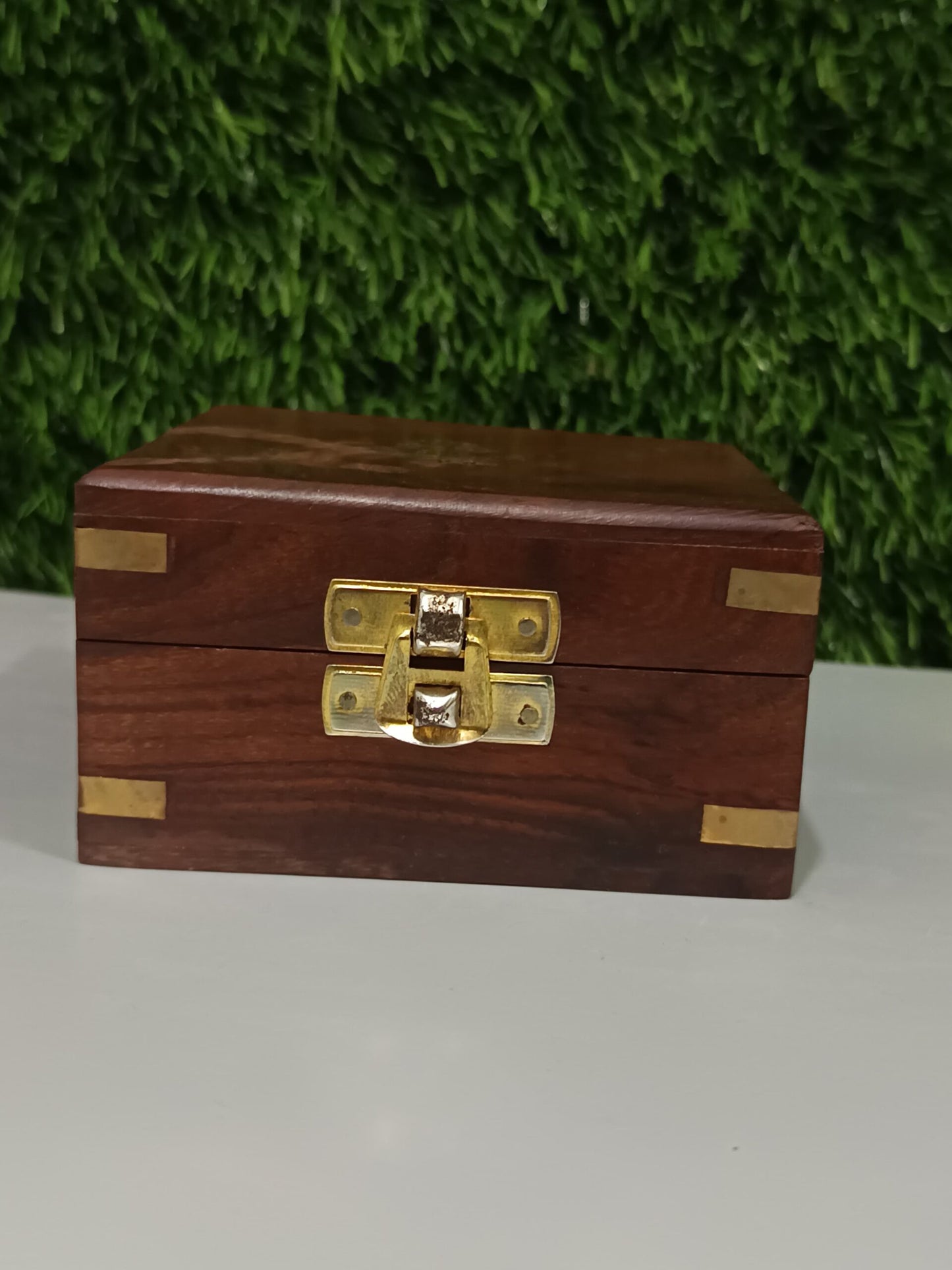Vintage Brass Compass with Wooden Box