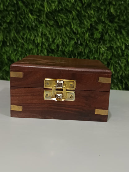 Vintage Brass Compass with Wooden Box