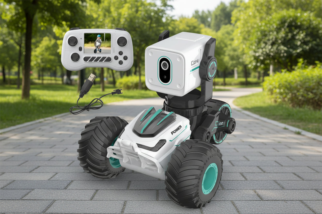 RC Stunt Car with Voice Control, Photo & Video Function – Dual Mode 360° Rotating Car with Lights & Big Tires
