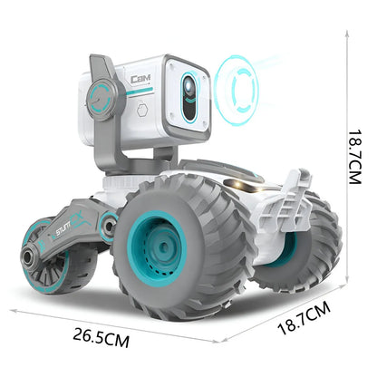 RC Stunt Car with Voice Control, Photo & Video Function – Dual Mode 360° Rotating Car with Lights & Big Tires
