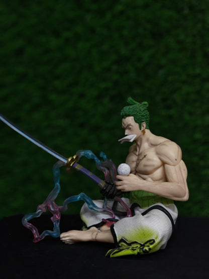 One Piece : Roronoa Zoro Wano Arc Figure – Seated Battle Focus Pose