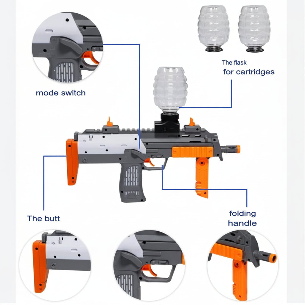 Water Blaster Gun & Small Balls Foam Blaster for Outdoor Activities for Adult Airsoft Gun Automatic