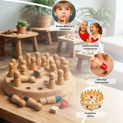 Wooden Memory Chess Game Brain-Boosting | Fun Learning Gift for Boys & Girls
