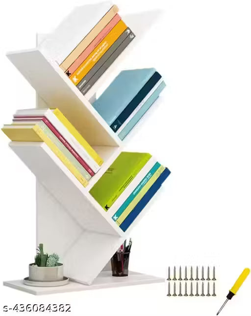 Tree Book Shelf - 4 Tier Book Stand for Home Library