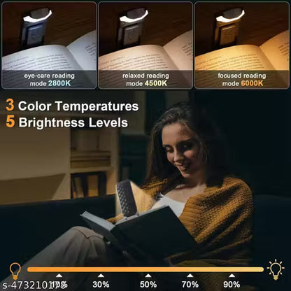 Usb Rechargeable Book Reading Light With % Brightness Adjustable For Eye-Protection Color