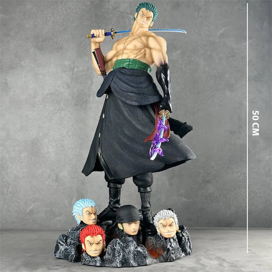 One Piece : Zoro Four Head Detailed Standing - 50cm Action Figure With Box
